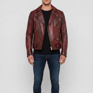 مملوكة مسبقًا Dior Red Distressed Leather Moto Jacket M