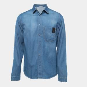 Dior Blue Denim Button Front Full Sleeve Shirt M