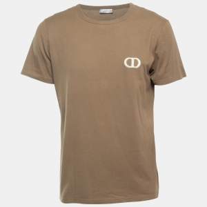 Dior Military Green Logo Embroidered Cotton Short Sleeve T-Shirt M