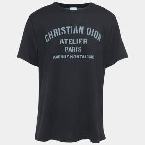 Dior Black Logo Print Cotton Half Sleeve T-Shirt 3XL