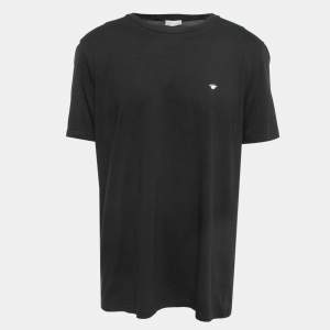 Dior Black Bee Embroidered Cotton Half Sleeve T-Shirt 3XL