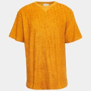 Dior Mustard Yellow Oblique Jacquard Terry Cotton Relaxed Fit T-Shirt XL