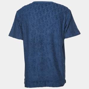 Dior Blue Oblique Jacquard Terry Cotton Relaxed Fit T-Shirt M