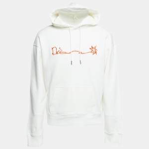 Dior White Cactus Jack Embroidered Cotton Hoodie M