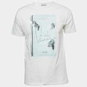 Dior X Daniel Arsham White Cotton Printed T-Shirt M