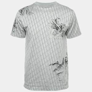 Dior X Daniel Arsham Grey Oblique Jacquard Knit T-Shirt S