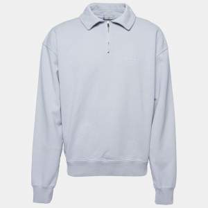 Dior Homme Purple Logo Embroidered Cotton Zip-up Sweatshirt M