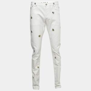 Dior X Kaws White Bee Embroidered Denim Jeans L Waist 34"