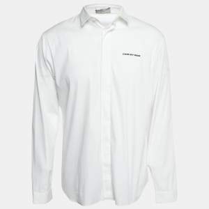 Dior White Cotton Logo Embroidered Button-Up Shirt XL