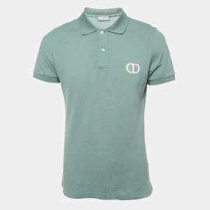 Dior Green Cotton Pique Embroidered Logo Polo T-Shirt M