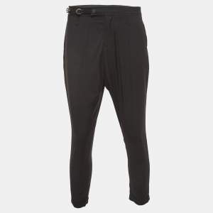 Dior Homme black Wool Belted Tailored Trousers XS Waist 32"
