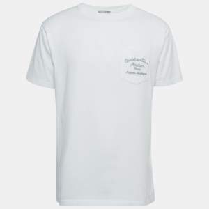 Dior Homme White Logo Embroidered Cotton T-Shirt S
