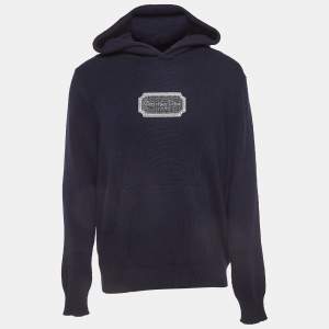 Dior Homme Navy Blue Logo Patch Cashmere Hoodie L