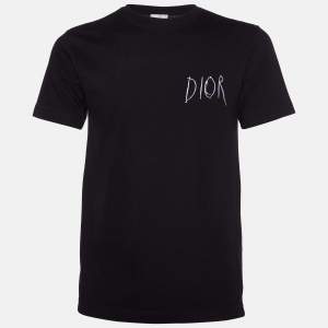 Dior Homme Black Logo Embroidered Cotton Crew Neck T-Shirt XXS