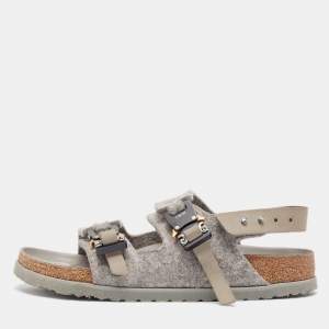 Dior X Birkenstock Grey Wool Slingback Sandals Size 40