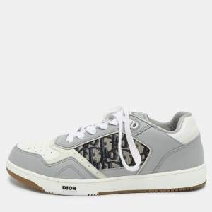 Dior Grey/White Leather and Oblique Fabric B27 Low Top Sneakers Size 43.5