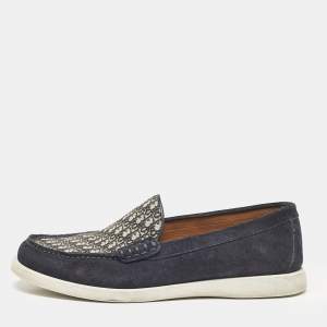 Dior Navy Blue Suede and Canvas Granville Slip On Sneakers Size 40