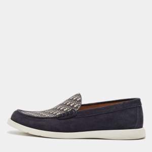 Dior Navy Blue/White Suede Granville Loafers Size 43