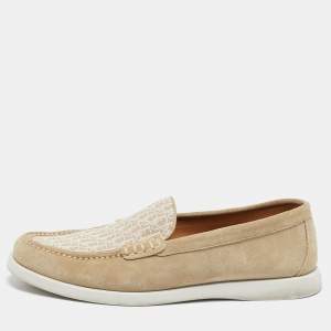 Dior Beige Suede and Oblique Canvas Granville Slip On Loafers Size 43