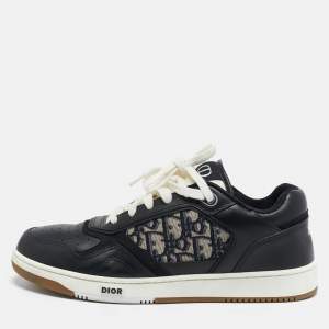 Dior Black/Beige Leather and Oblique Canvas B27 Sneakers Size 43