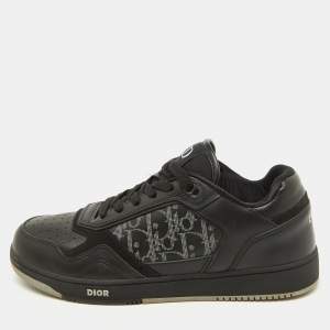 Dior Black Leather and Oblique Laser B27 Low Top Sneakers Size 41