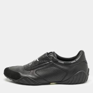 Dior Black Leather and Suede CD Bee Low Top Sneakers Size 40