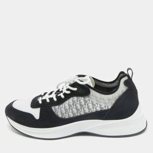 Dior Black/White Suede and Oblique Mesh B25 Sneakers Size 43