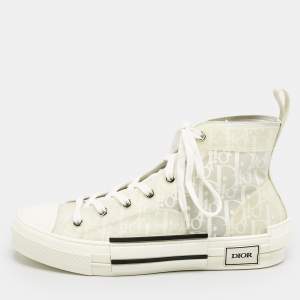 Dior White Oblique Mesh and Rubber B23 Sneakers Size 41