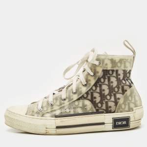 Dior White/Grey Oblique Mesh And PVC B23 High Top Sneakers Size 41