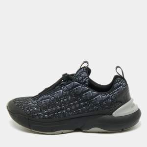 Dior Black/Grey Oblique Cannage Neoprene and Rubber B24 Sneakers Size 44