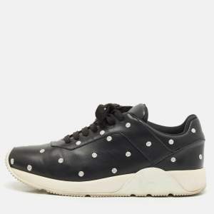Pre Owned Dior Black Leather Polka Dot Low Top Sneakers Size 42