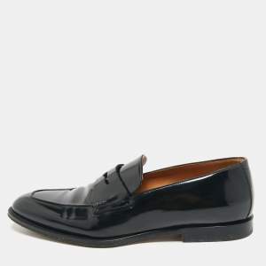Pre Owned Dior Black Patent Leather Penny Loafers Size 41.5