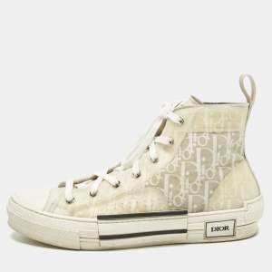 مملوكة مسبقًا Dior White Oblique Mesh and Rubber B23 Sneakers Size 42