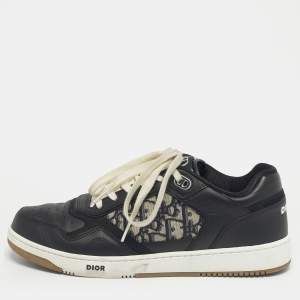 Pre Owned Dior Black Canvas and Leather b27 Lace Up Sneakers Size 42.5