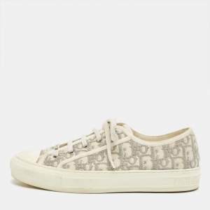 Pre Owned Dior Cream Canvas Walk'n'Dior Lace Up Sneakers Size 41