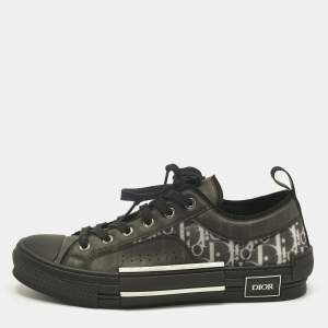 Pre Owned Dior Black Mesh and PVC B23 Lace Up Sneakers Size 42