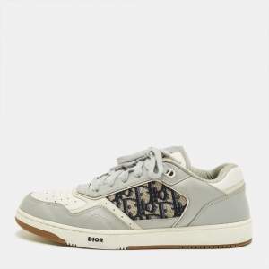 مملوكة مسبقًا Dior B27 Size 44 Grey/White Leather and Oblique Fabric B27 Low  Top Sneakers