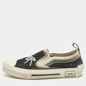 Pre Owned Dior B23 Size 42 Black Canvas and Rubber Slip On Sneakers