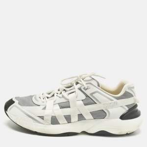 مملوكة مسبقًا Dior B24 Runtek Up Size 43 Grey/White Fabric and Leather Low Top Sneakers