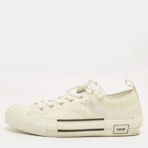 Pre Owned Dior B23 Size 45 White Mesh and Rubber Lace Up Sneakers