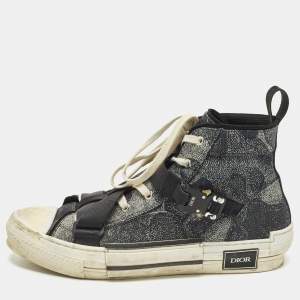 Pre Owned Dior x Peter Doig B23 'Buckle' Sneakers Size 43.5 Two Tone Coated Canvas High Top Sneakers