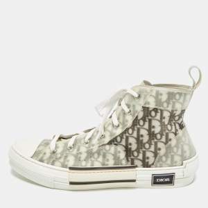 Pre Owned Dior B23 Size 47 Grey Mesh and Rubber High Top Sneakers