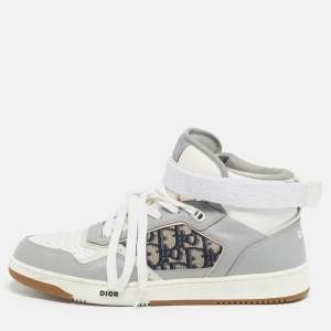 Pre Owned حذاء رياضي ديور B27 جاكار متعدد الألوان وجلد بعنق مرتفع مقاس 45