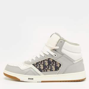 Pre Owned Dior B27 Size 46 Multicolor Jacquard and Leather High Top Sneakers