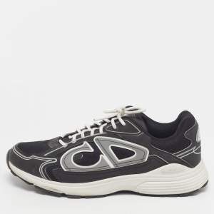 Pre Owned Dior B30 Size 45 Black/Grey Leather and Mesh Lace Up Sneakers