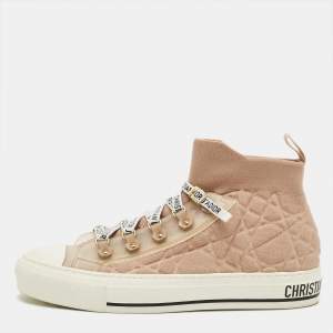 Pre Owned Dior B23 Size 39 Beige Canvas and PVC High Top Sneakers