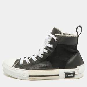 Pre Owned Dior B23 Size 41 Black Leather and Nylon High Top Sneakers