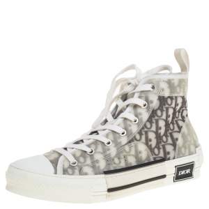 Dior White Oblique Mesh B23 High Top Sneakers Size 41