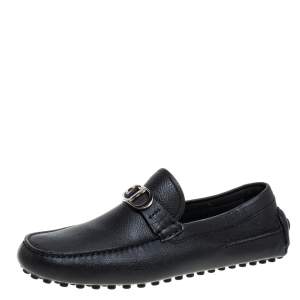 Dior Black Leather CD Logo Slip On Loafers Size 43.5