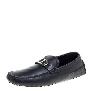 Dior Black Leather CD Logo Loafer Size 43